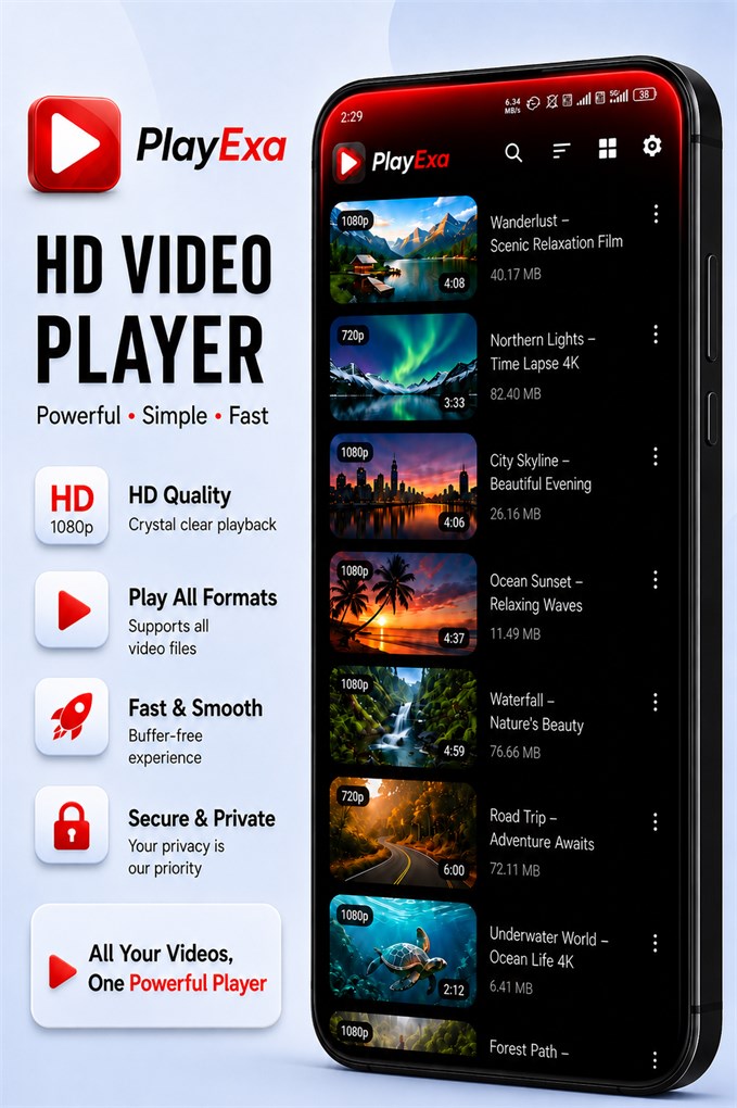 PlayExa feature overview screen